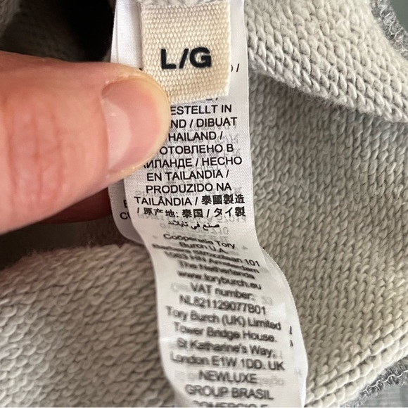 Tory Burch Sport French Terry Crew Sweatshirt, Medium Grey Heather, Size Large - Picture 6 of 10